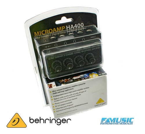 Imagen 5 de 11 de Amplificador De Auriculares 4 Canales Behringer Ha400 Micro
