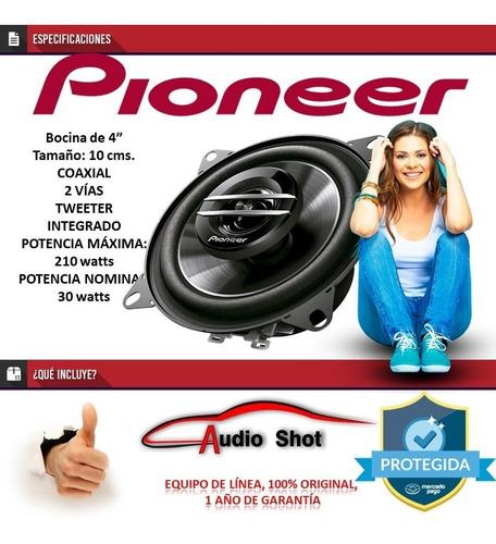 Bocinas Pioneer Ts-g1020f 4 Pulgadas 210watts 2 Vias Juego