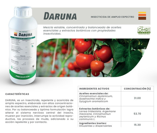Insecticida Organico Neem+canela+clavo Amplio Espectro 1 Lt