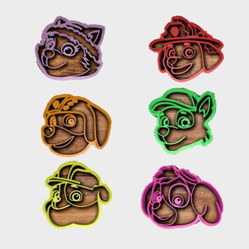 Imagen 1 de 4 de Set Combo Cortantes Galletita Paw Patrol Patrulla Canina X6