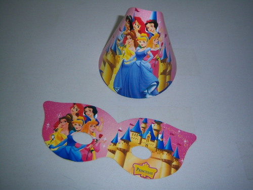 20 Antifaces Gorros Carton Liga Fiesta Princesas Disney