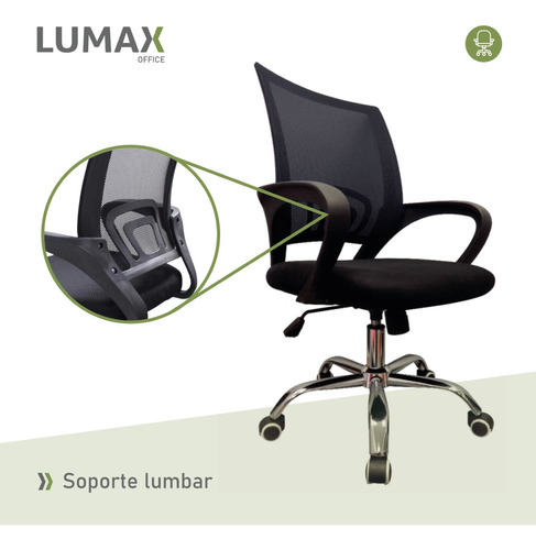 Silla De Escritorio Lumax Ezri Mesh Negra Con Tapizado De M