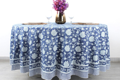 Funda De Mesa De Comedor De Tela De Algodón Con Estampado Fl