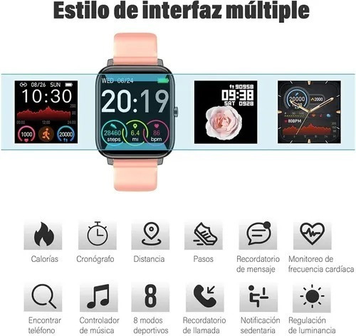 Imagen 5 de 7 de Reloj Inteligente P22 Deportivo (rosa + Negro)