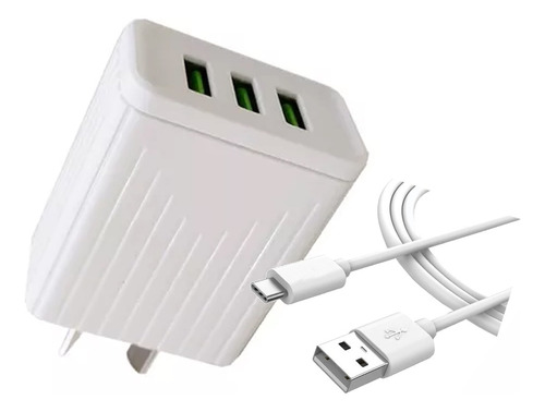 Cargador Universal 3 En 1 Carga Rápida 4.2amp Tipo C + 2 Usb