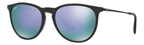 Óculos de sol Ray-Ban Erika Color Mix Standard armação de acetato cor black, lente violet espelhada, haste black de metal - RB4171