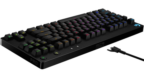 Teclado gamer Logitech Pro Series G Pro QWERTY GX Blue Clicky inglés US color negro con luz RGB