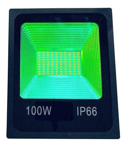 Refletor Led 100w Holofote Bivolt Prova Dágua Ip66 Luz Verde