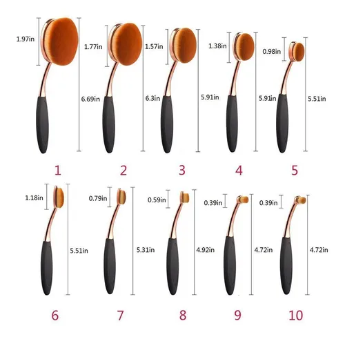 Yoseng Foundation - Juego De Brochas Ovaladas Para Corrector
