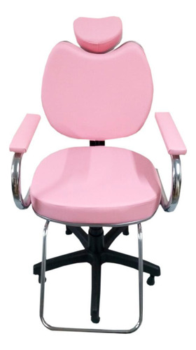 Poltrona Cadeira Para Salão Cabeleireiro Maquiagem Rosa Bebê