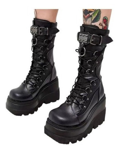 Botas Plataforma Goticas Driver Boots Con Tachuelas Punk Mod