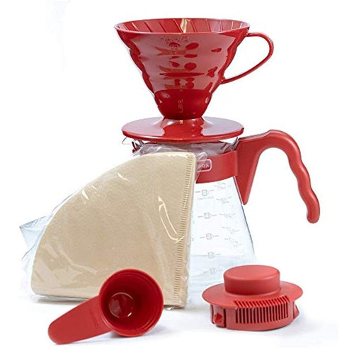 Hario V60 Pour Over Coffee Starter Kit Talla 02 Rojo