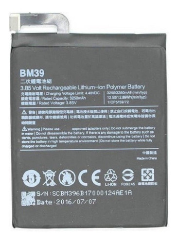 Bateria Pila Xiaomi Bm39 Mi 6 3250mah