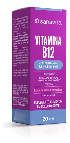 B12 Vitamina Metilcobalamina Em Gotas Sanavita 20ml