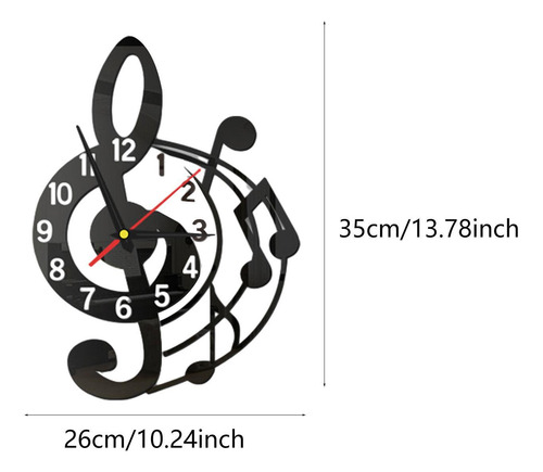 Reloj De Pared Decoración Versátil Nota Musical Negro