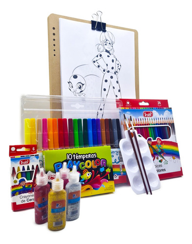 Kit De Arte Para Niños Set Inf.+ Dib. Para Colorear Lady Bug