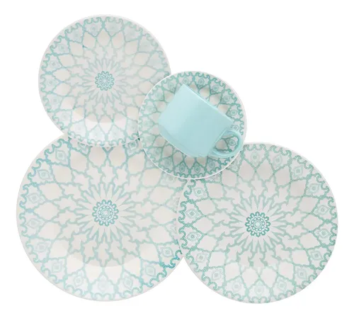Aparelho De Jantar Oxford Cerâmica Mandala 30 Peças Cor Estampado