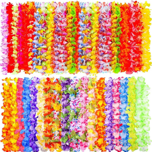 50 Collar Hawaiano Flores Evento Fiesta Batucada Accesorios Vistoso
