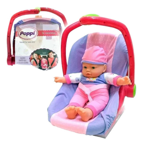 Muñeca Poppi De Vacaciones Sillita Huevito Bebe