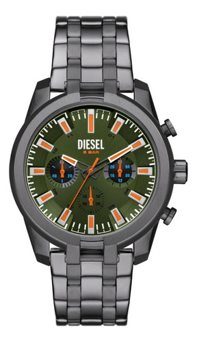 Reloj Hombre Diesel Split Chrono De Acero Correa Gris Oscuro