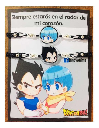 Pulseras Dúo Vegeta Y Bulma Ajustables Anime Dragón Ball