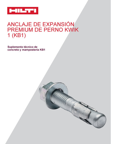 Anclaje Mecanico Tipo Perno Expansible Hilti Kwik Bolt Kb1