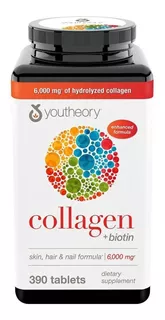 Colageno Hidrolizado Youtheory 390 Pastillas Collagen Usa