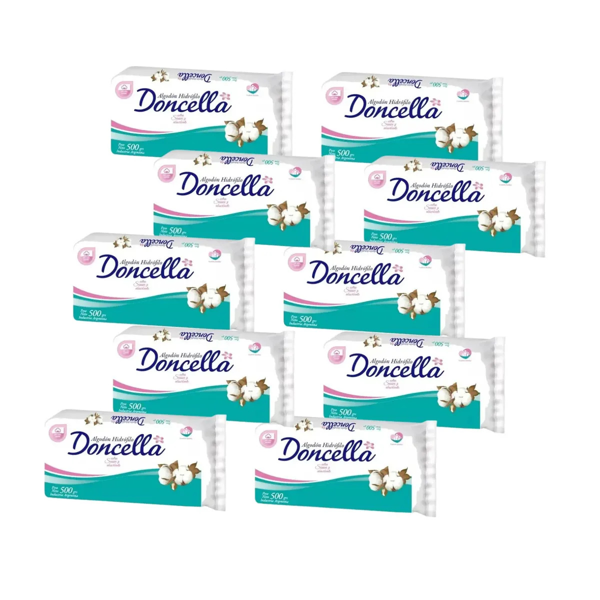 10 Paquetes De Algodón Doncella Clasico Extra Suave X 500gms