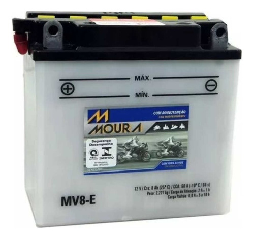 Bateria Moto Mv8-e Moura 8ah Suzuki Gn125 Gs400x T500 Titan