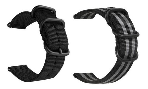 Kit Pulseiras Nylon Force Compatível Com Amazfit Gtr 4 A2166 Cor Preto-Cinza Claro