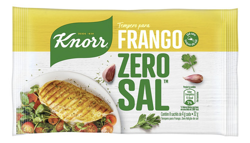 Tempero Pó para Frango Knorr Zero Sal Pacote 32g 8 Unidades