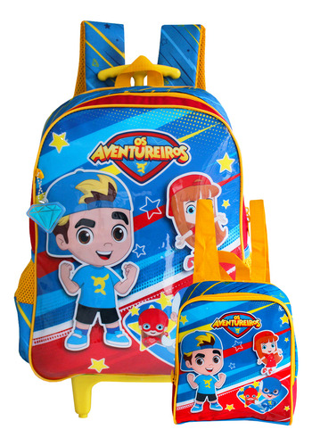 Kit Mochila Rodinhas Os Aventureiros Com Lancheira Infantil