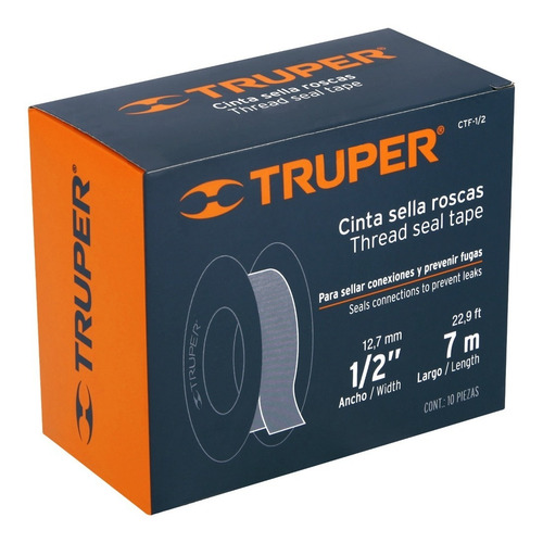 Cinta Sella Roscas Teflón 1/2 X 7 M De Largo Truper 12520