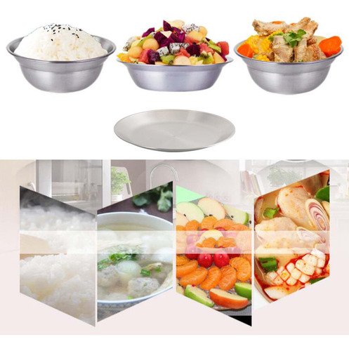 - Set De Platos Y Tazones De Acero Inoxidable, Juego De