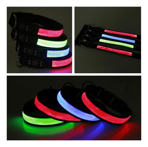 Coleira Led Brilhante Para Cães Com Carregamento Usb Intermi
