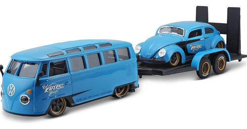 Autos Colección Volkswagen Combi, Escarabajo 1:24 Remolque