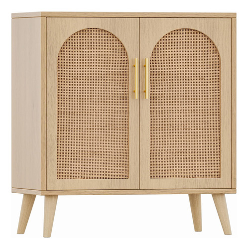 Gabinete De Almacenamiento De Ratán Con Puertas, Moderno Y F Natural