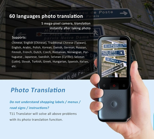 Dispositivo Traductor De Voz Instantáneo Con 138 Idiomas T11