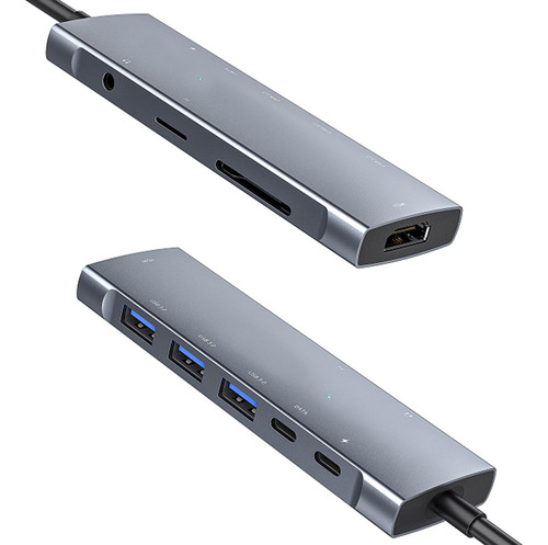 Hub Universal 9 Em 1 Usb-c Com 4k 3 Usb3.0 Ethernet Sd E
