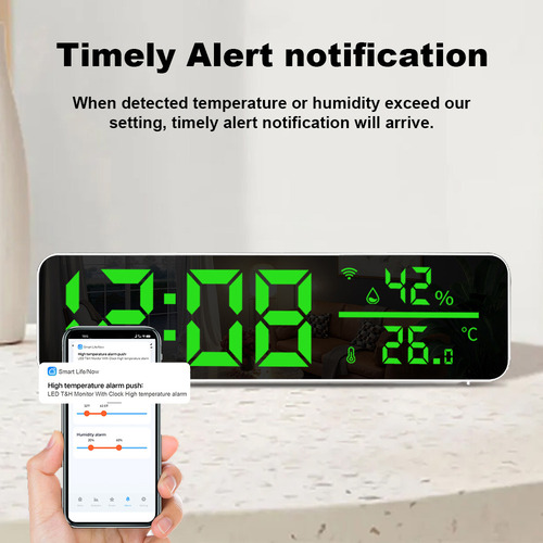 Reloj Digital Wifi Con Alarma App De Sensor De Temperatura Y