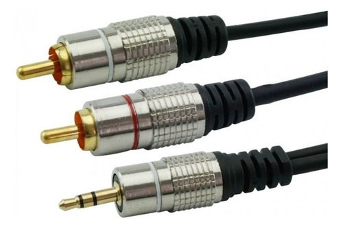 Cabo P2 Stereo 2 Para 2 Rca Metal 1,8 Metros