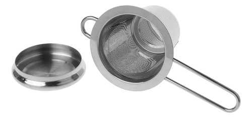 (gd) Filtro De Infusor De Chá De Aço Com Tampa E Alça Reutil
