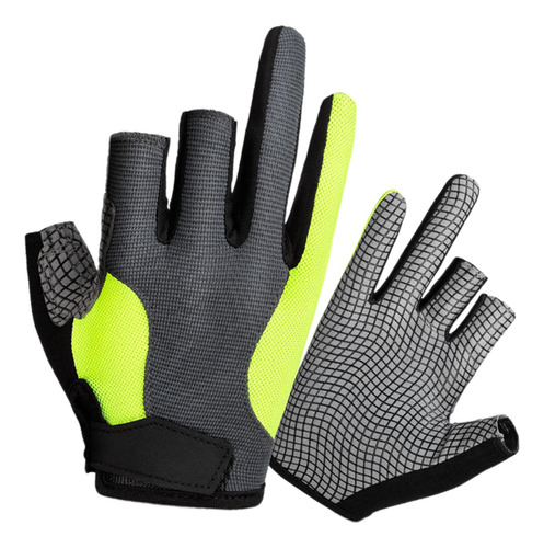 Guantes Con 3 Dedos Cortados, Grisfluorescenteverde