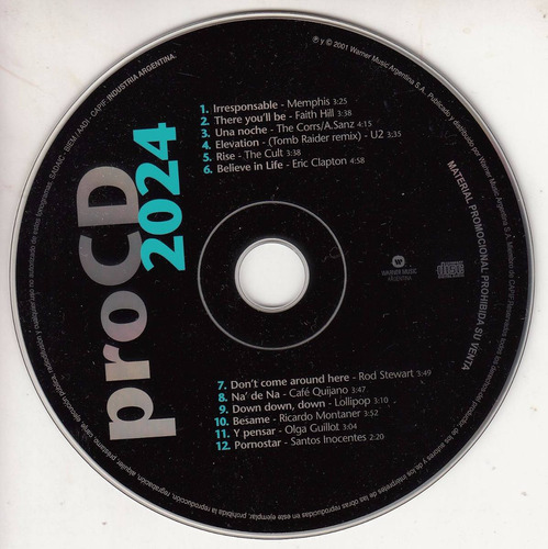 2001 Cd Promo Argentina U2 Elevation Corrs The Cult Y Otros