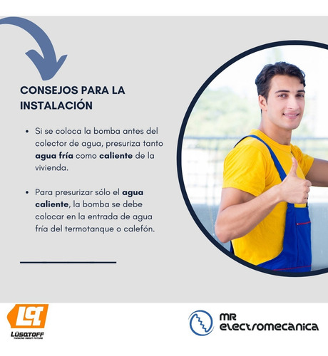 Imagen 8 de 10 de Bomba Presurizadora 1 Ó 2 Baños / Duchas + Cocina + Lavadero - Ideal Calefón Termotanque Gas O Eléctrico Lusqtoff Lps F