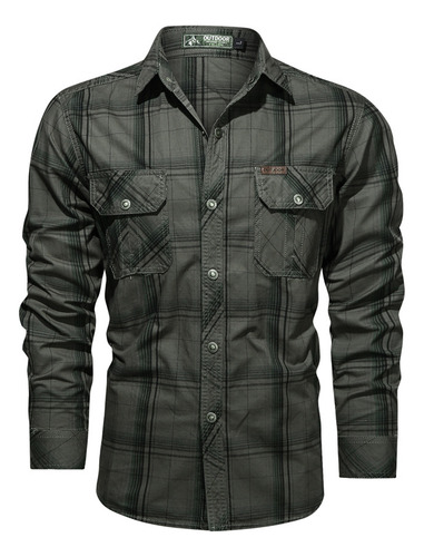Sobrecamisa Casual Para Hombre, Camisas De Algodón A Cuadros