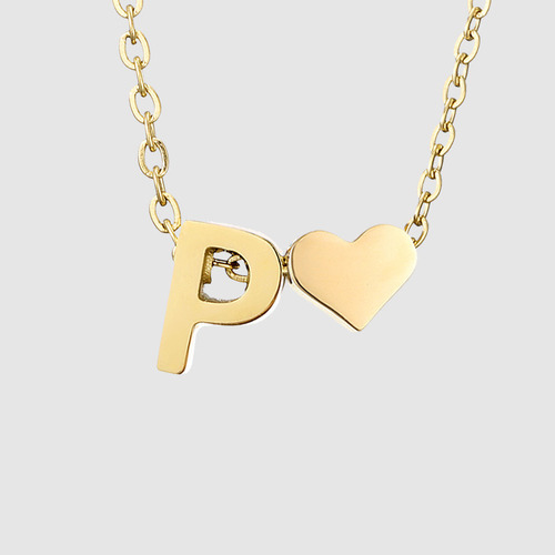 Colgante Simple De Letra En Forma De Corazón Para Mujer, Cue