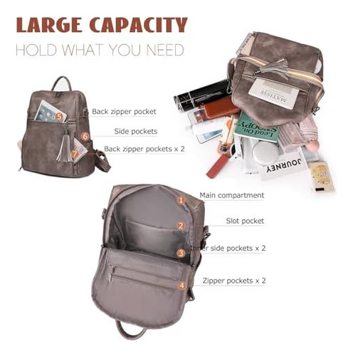 Sursee Mochila Monederos Para Mujer Pu Cuero Satchel Bolsos