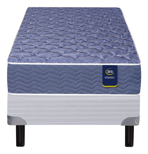 Sommier Y Colchon 1 1/2 Plaza (100x190) Serta Owen Resorte Color Gris