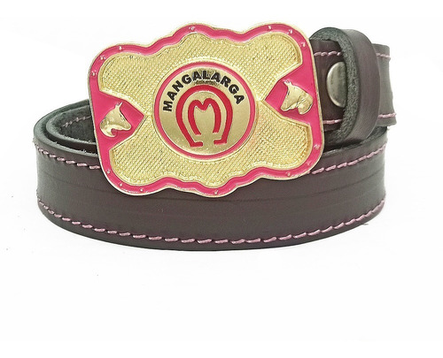 Cinto Infantil Menina Cowgirl Mangalarga Rosa Couro Fivela